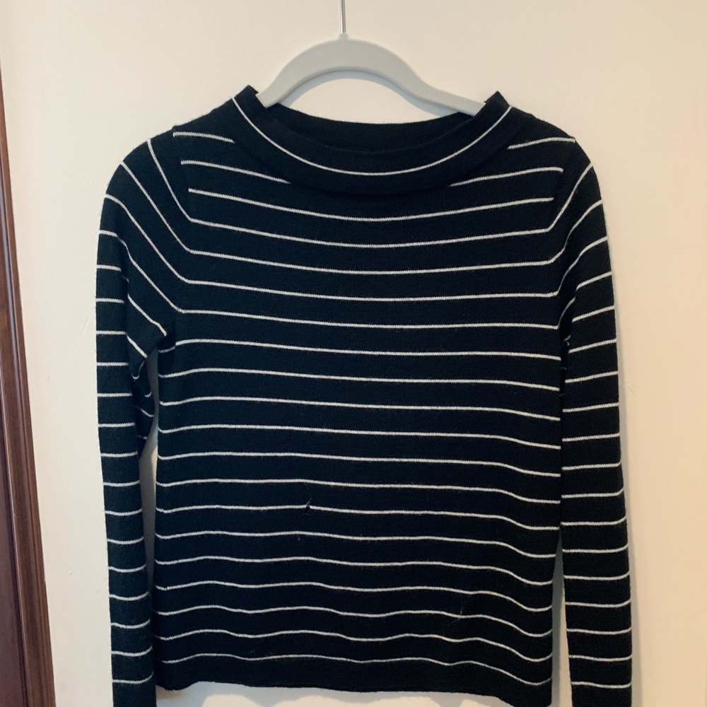 J Crew black and white striped sweater